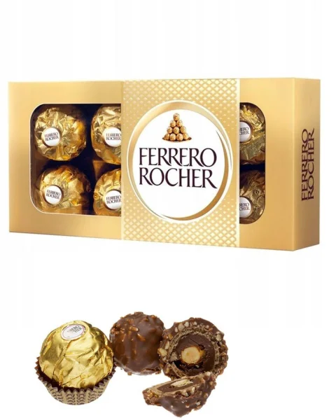 Цукерки шоколадні Подарункові Ferrero Rocher Chocolate Фереро Роше вафельні з лісовими горіхами Коробка 8шт 100г - 1