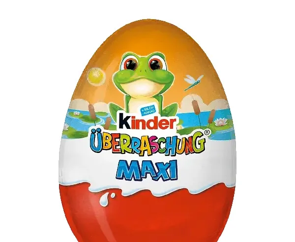 Яйце шоколадне з іграшкою Kinder Surprise Uberraschung Easter Maxi Frog Кіндер сюрприз Жабка 100г - 2