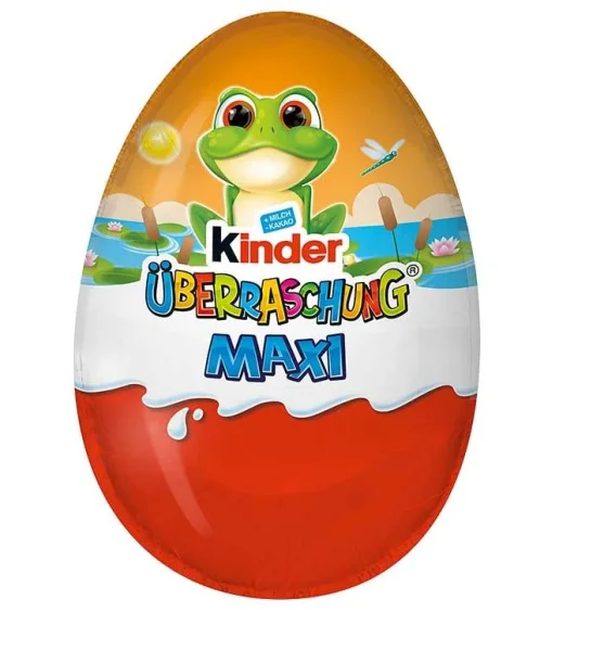 Яйце шоколадне з іграшкою Kinder Surprise Uberraschung Easter Maxi Frog Кіндер сюрприз Жабка 100г - 1