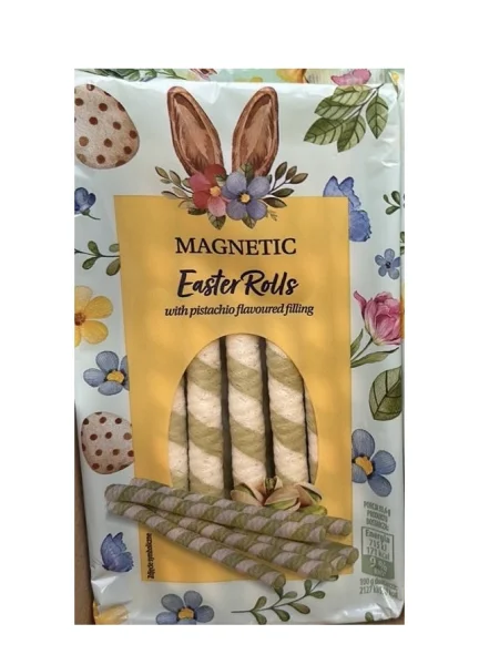 Вафельні трубочки Magnetic Easter Rolls Wafer Pistachio Oreo Магнетік Великодні Роли з фісташковим кремом 18шт 225г - 1