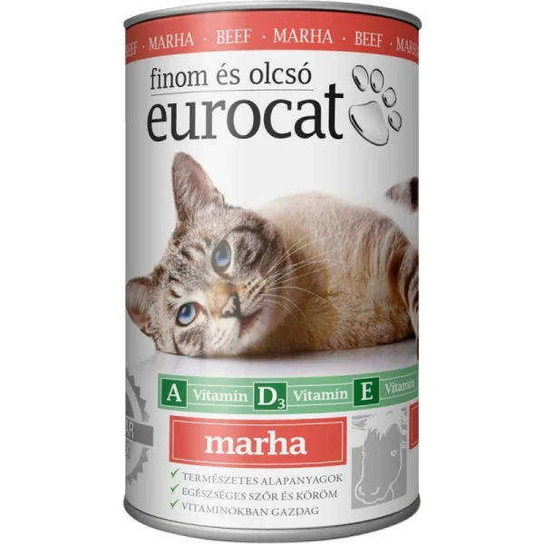 Корм для тварин EuroCat Beef Еврокет вологий шматочки Говядина в желе Євробанка 415г - 1