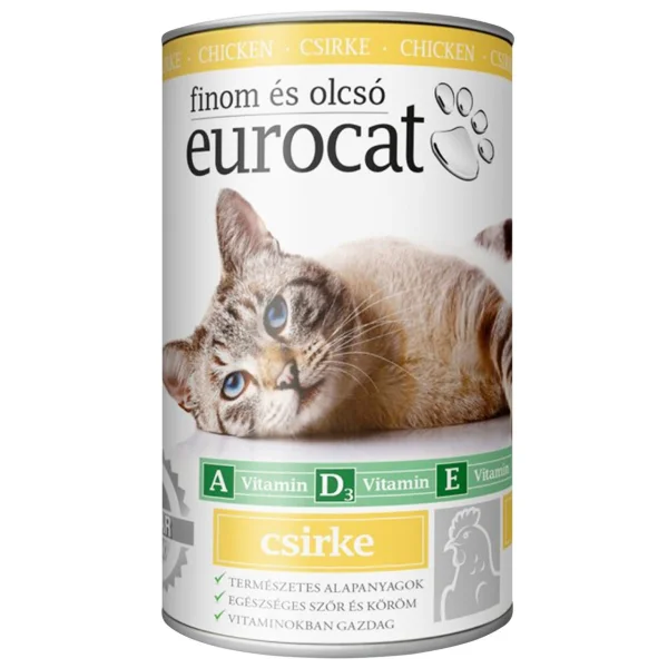 Корм для тварин EuroCat Chiken Еврокет вологий шматочки Курка в желе Євробанка 415г - 1