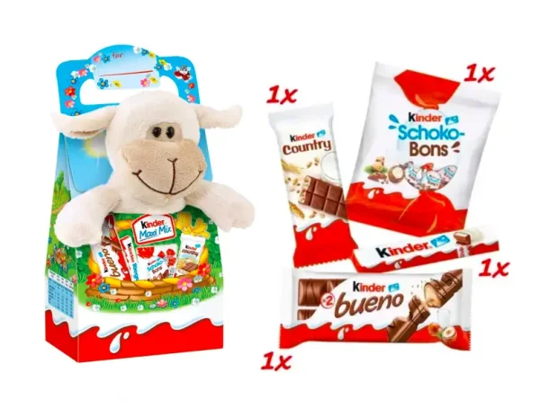 Набір Подарунок солодощі з мякою Іграшкою Kinder Maxi Mix Кіндер Дитячий мікс Барашек Бокс 133г - 1