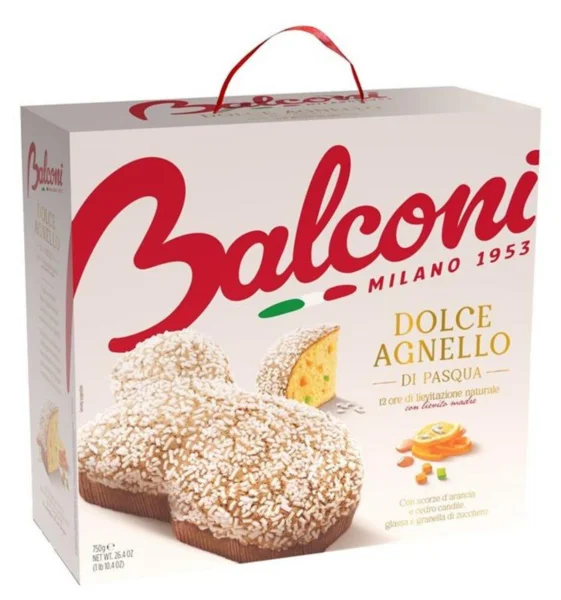 Кекс у формі Великоднього Ягнятка Balconi Dolce Agnello di Pasqua Балконі з цукатами Бокс з ручкою 750г - 1