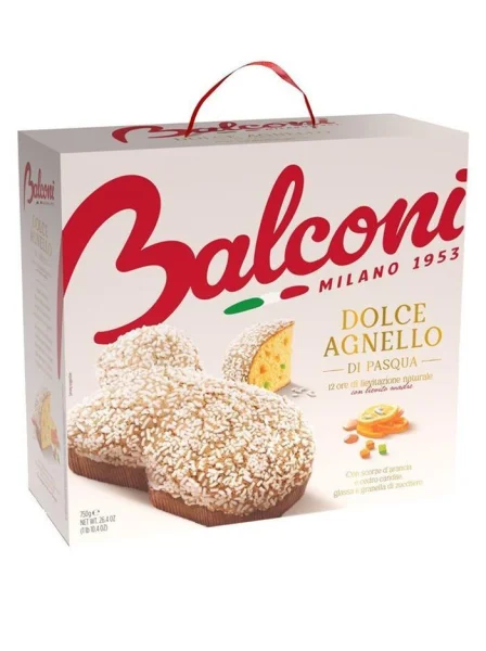 Панеттоне пасхальне Подарунок у формі Великоднього Ягня Balconi Dolce Agnello di Pasqua Балконі Солодке Ягня з цукатами Бокс 750г - 1