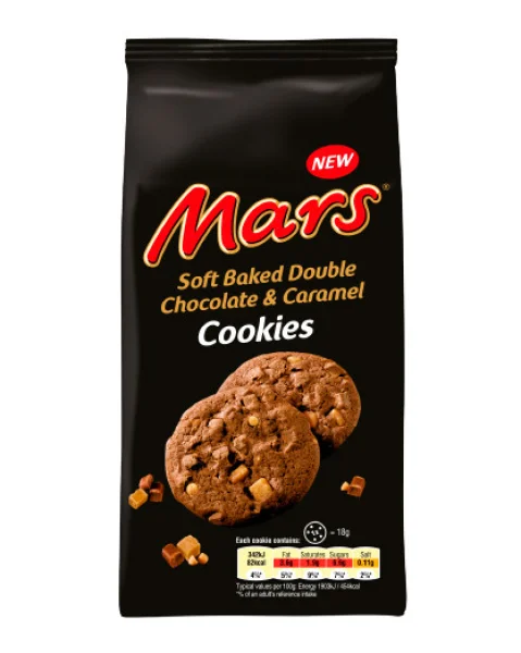 Печиво Марс шоколадне подвійне Mars Soft Baked Double Chocolate&Caramel Cookies з шоколадною крихтою та карамеллю 162г - 1
