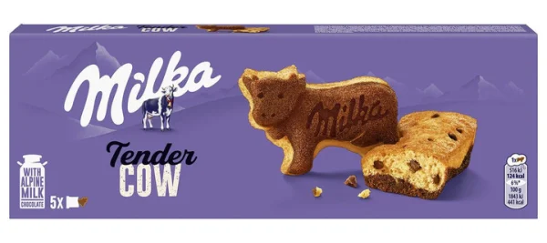 Тістечка шоколадні у формі Корівок Milka Tender Cow Choco Мілка Ніжна корівка з шоколадною криштою 5шт 140г - 1