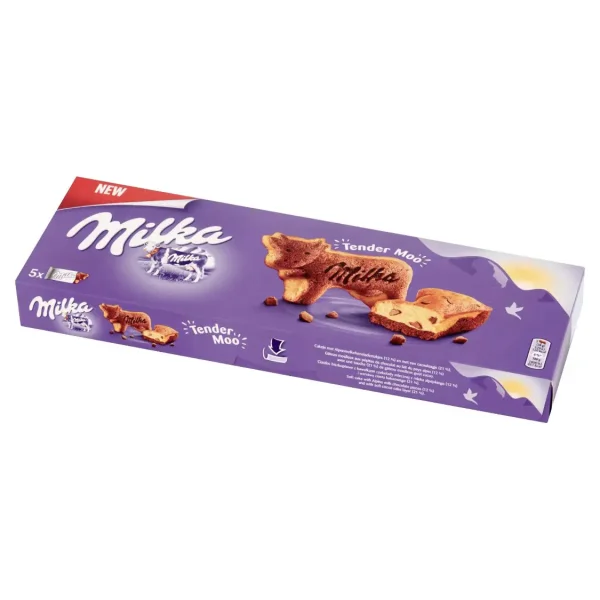 Тістечка шоколадні у формі Корівок Milka Tender Moo Choco Мілка Ніжна корівка з шоколадною криштою 5шт 140г - 1