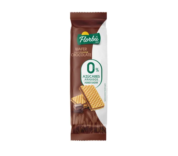 Вафлі світлі Без цукру Florbu Wafer sabor flavour Chocolate 0% sugar Флорбу з Шоколадним кремом 150г - 1