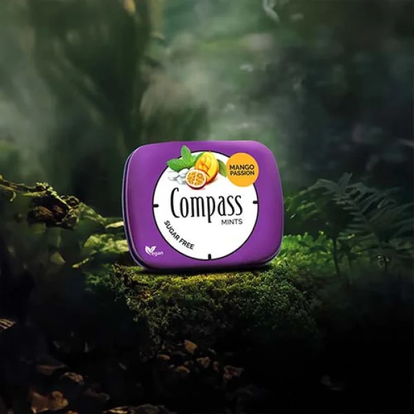 Льодяники без цукру Powermints Compass Mints Mango Passion цукерки Пристрасть Манго та маракуйя 14г - 2
