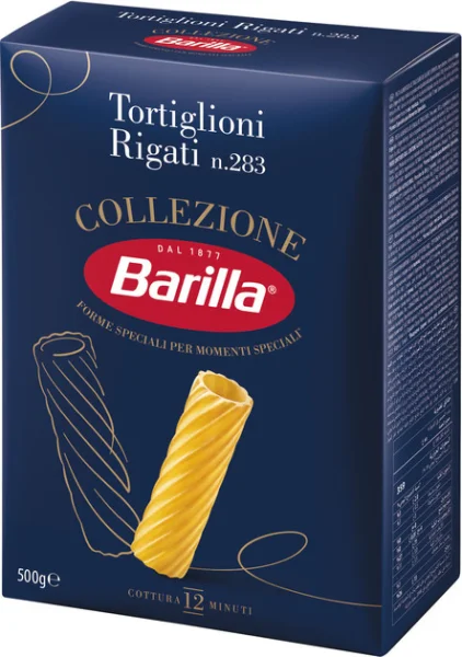 Макарони Тортильони №283 Barilla Collezione Tortiglioni Rigati Барілла Паста широкі спіральні Трубочки Колекція Альденте 500г - 1