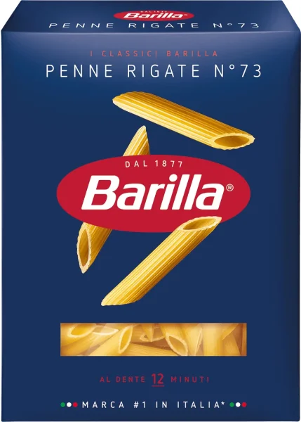 Макарони Пенне №73 Barilla Penne Rigate Al Dente Барілла Паста рігатоні Ребристі трубочки Великі Швидке приготування 500г - 1