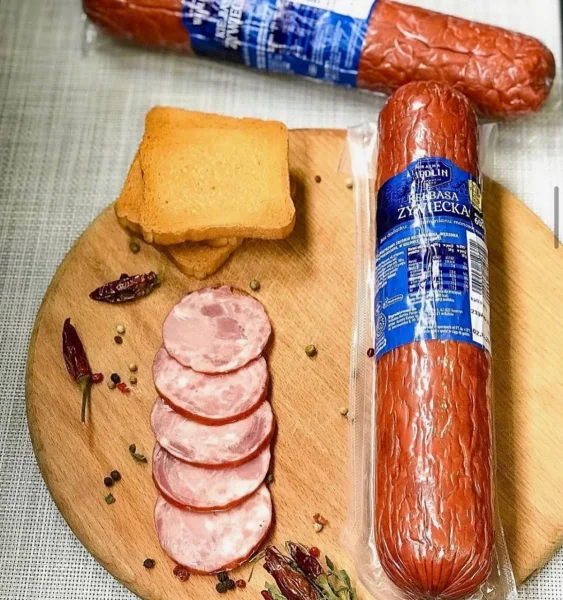 Колбаса копчена рублена Kraina Wedlin Zywiecka Kielbasa Країна Ведлін Живецька з свинини 600г - 1