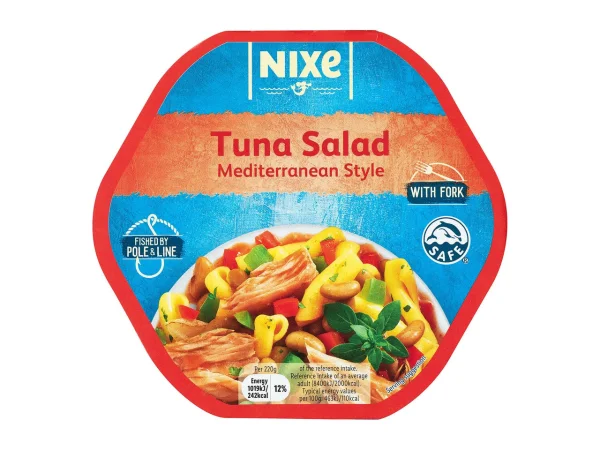 Салат з тунця Середземноморський Nixe Tuna Salad Mediterranean style Ніксе з овочами Біла квасоля Тунець Шматочки 220г - 1