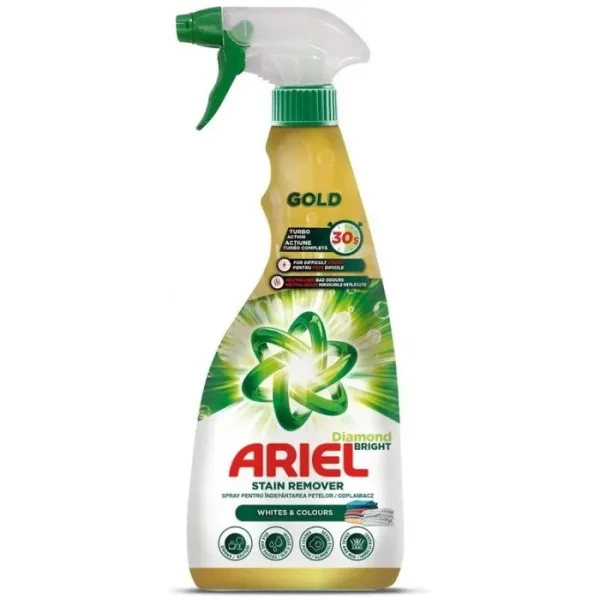 Плямовивідник для білизни Спрей Ariel Stain Remover Turbo Whites&Colors Diamond Bright Gold Арієль Біле та Кольорове Голд 750мл - 1