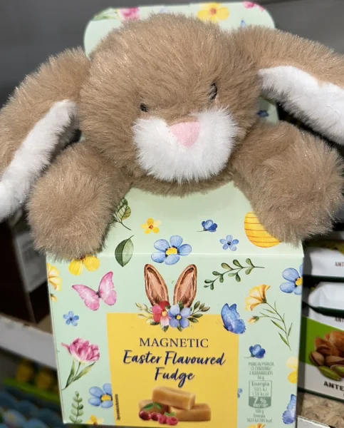 Набір Великодній цукерки з Іграшкою Magnetic Easter Flavoured Fudge Bunny Магнетік фруктово карамельні Зайчик 90г - 1