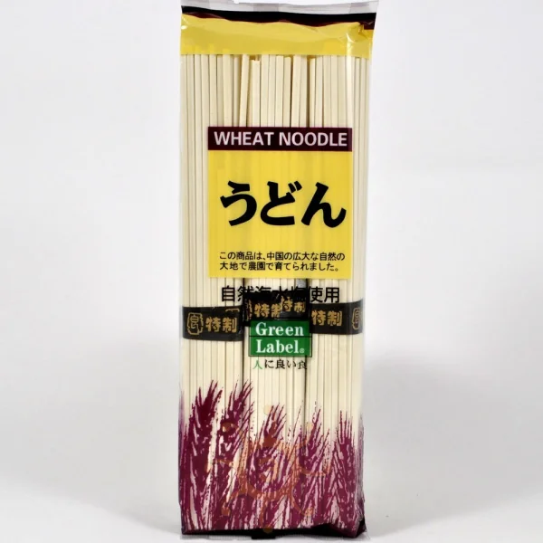 Локшина Удон з пшеничного борошна без глютену Green Label Udon Wheat Noodles Грін лейбл макарони Білі Порційні Тонкі 300г - 1