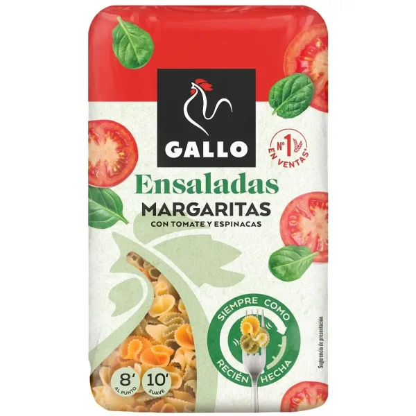 Макарони квітки Gallo Ensaladas Margaritas Pasta Tomate Галло Паста Маргаритки з томатами та шпінатом Короткі 450г - 1