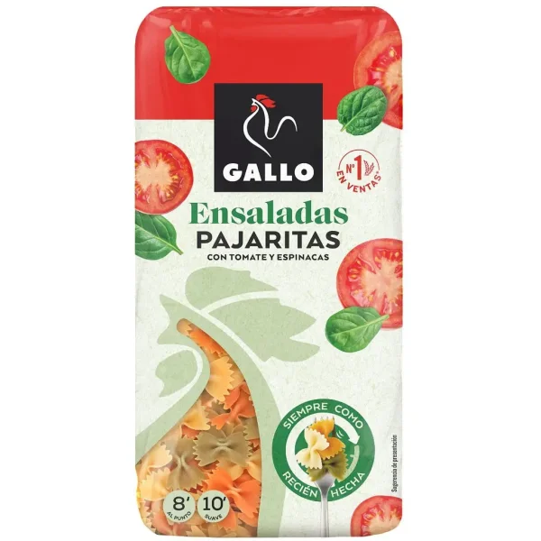 Макарони Бантики Gallo Ensaladas Pajaritas Pasta Tomate Галло Паста метелики з томатами та шпінатом Короткі 450г - 1
