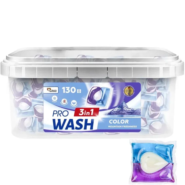 Капсули для прання Світлих та Кольорових речей ProWash Mountain Freshness 3in1 ПроВош Гірська свіжість Трьохкомпонентні 130шт - 1