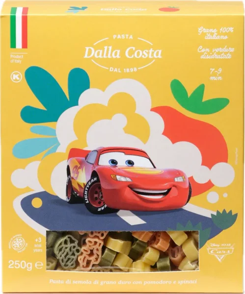 Макарони Дитячі Мультяшні Dalla Costa Disney Pixar Cars Pasta Далла Коста Паста Дісней Піксар Тачки томати і шпінат Коробка 250г - 1