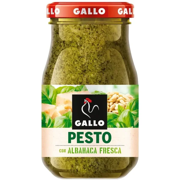 Соус Песто Gallo Pesto Albahaca Fresca Галло сир Грана падано Кедрові горішки з базиліком склобаночка Зелений 190г - 1