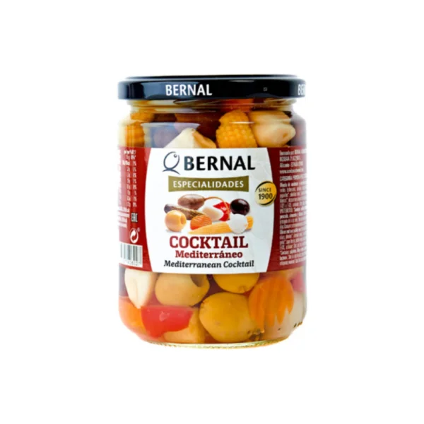 Овочі Мариновані Середземноморські Bernal Encurtidos Cocktail Mediterranean Бернал Коктейль в розсолі Мікс Банка 250г - 1