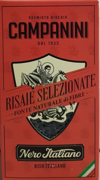 Рис чорний Неро Riseria Campanini Risaie Selezionate Riso Nero Italiano Premium Рис Італії довгі зерна круглозернистий 500г - 2