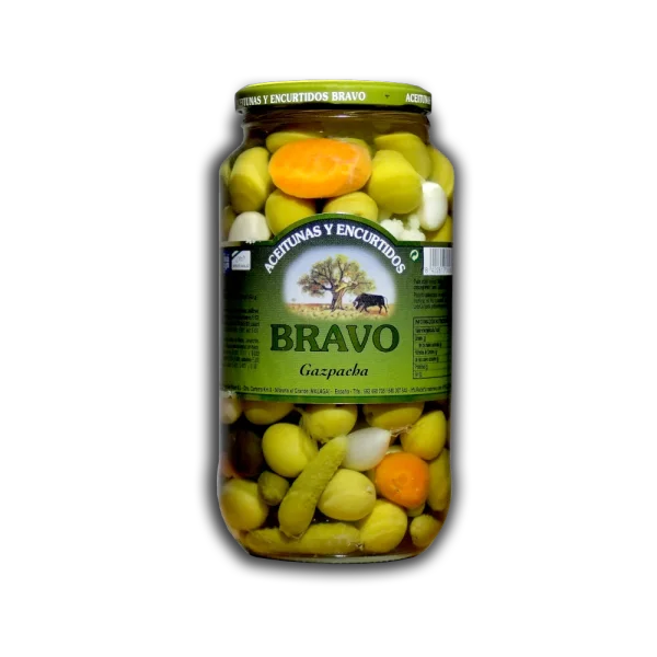 Овочі Мариновані Коктейль Середземноморський Bravo Gazpacha Encurtidos Cocktail Браво суміш в розсолі 7 видів Мікс Банка 835г - 1