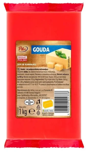 Cир Гауда твердий Pilos Gauda Ser Gouda w Kawalku Пілос Гауда Брусок 1000г - 1