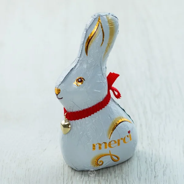 Шоколадна фігурка Пасхальний Зайчик Storck Merci Easter Bunny Мерсі молочний шоколад з Бантом 120г - 1