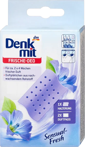 Набір Ароматизатор та Освіжувач для гардеробу DenkMit Frische-Deo Sensual Fresh Денкміт Чуттєва свіжість тримач та запаски 3шт - 1