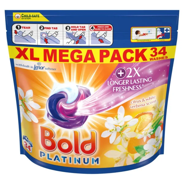 Капсули для прання з Lenor Універсальні Bold Platinum 4in1 Universal Pods Citrus&Verbena Болд 4х-компонентні Лимон Вербена 34шт - 1