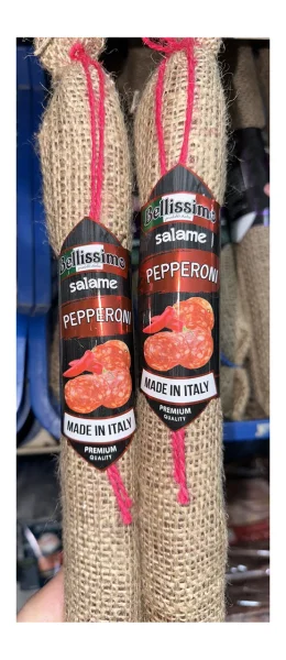 Ковбаса Салямі італійська Bellissimo Salame Pepperoni Premium Белісімо свинина з перцем Пепероні пікантна Палка 300г - 1