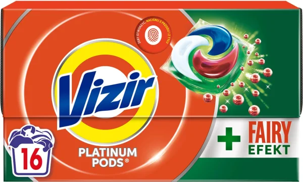 Капсули для прання з Fairy Ефектом Універсальні Vizir Platinum pods Fairy Effect 3в1 Візір Платінум трьохкомпонентні 16шт - 1