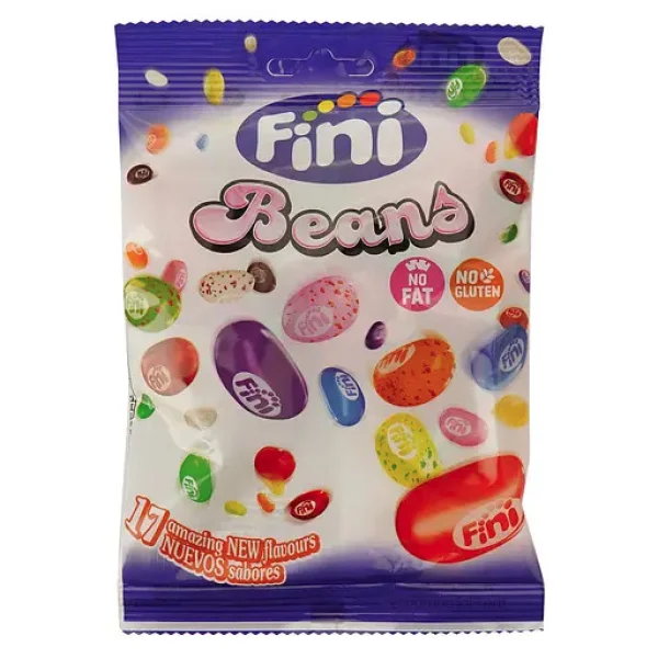 Цукерки смоктальні драже Fini Beans Фіні Боби різнокольорові 17 смаків без глютену 85г - 2