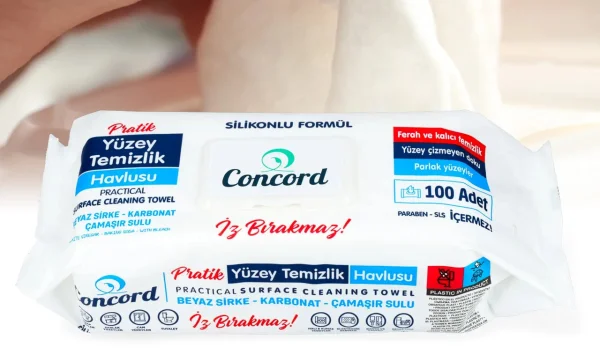 Серветки для прибирання Універсальні Atlas Concord Surface Cleaning Towel Karbonat Конкорд Вологі Оцет та Сода з Клапаном 100шт - 1