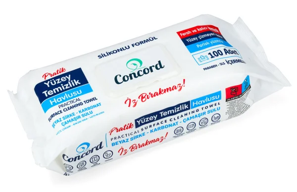 Серветки для прибирання Універсальні Atlas Concord Surface Cleaning Towel Karbonat Конкорд Вологі Оцет та Сода з Клапаном 100шт - 2