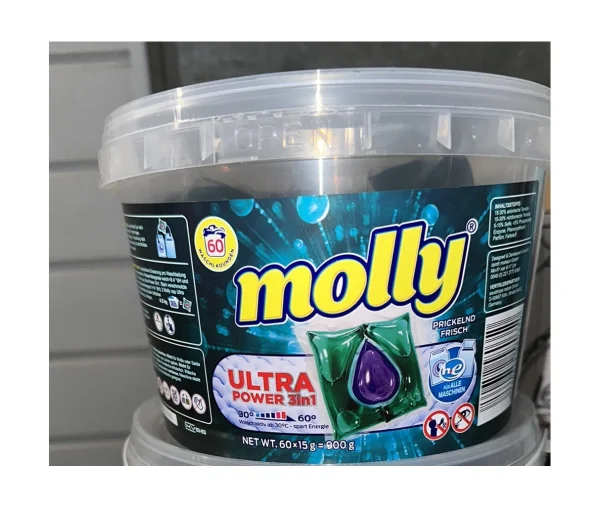 Капсули для прання Універсальні Molly Ultra Power Universal Pods 3in1 Washing Capsules Моллі 3-компонентні Ультра Сила Відро 60шт - 1