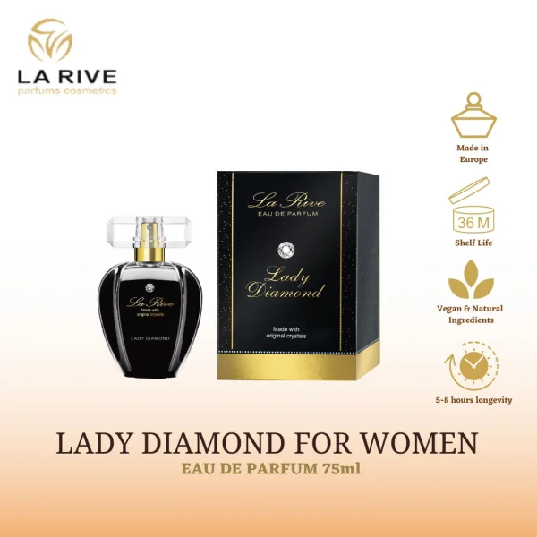 Парфумована вода Жіноча La Rive Lady Diamond with Original Crystals eau de Parfum Ла Ріве Леді Діамант Кристали 75мл - 2