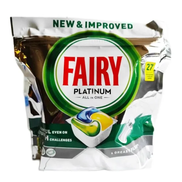 Капсули для посудомийних машин Безфосфатні Fairy Platinum All in One Lemon Фейрі Платінум Все в Одному Лимон 27шт - 1