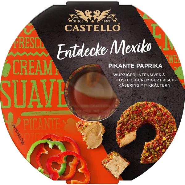 Крем сир Пікантний Castello Taste Mexico Pikante Paprika Spicy Кастелло Смак Мексиканський творожок Паприка Кільце 125г - 1