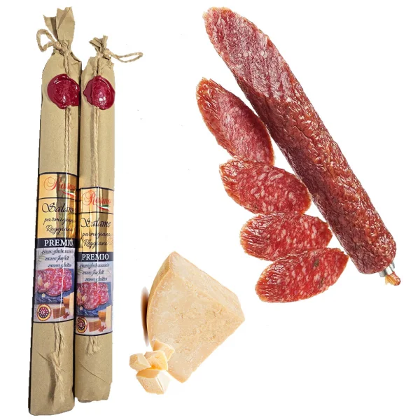 Ковбаса Салямі з Пармезаном Rasmo Premio Salame Parmigiano Reggiano Расмо свинина Сировялена Преміум Палка 270г - 1