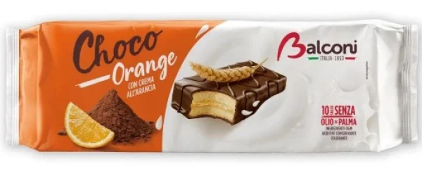 Тістечка шоколадні бісквітні Balconi Choco Orange Tempting Cream Балконі з какао кремом Cпокусливий Апельсин 10шт 350г - 1