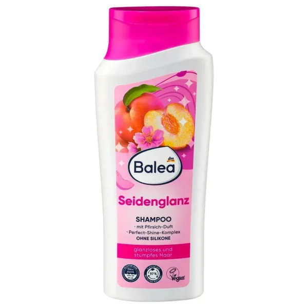 Шампунь щоденний Balea Seidenglanz Shampoo Glanzloses Балеа для Тьмяного та пошкодженого Волося Персик Орхідея 300мл - 1