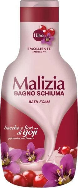 Гель-піна для душу та ванни Релаксуюча Malizia Bagno Schiuma Bath Foam Emolliente Fiori Goji Малізія Помякшувальна Квіти Годжі 1л - 1