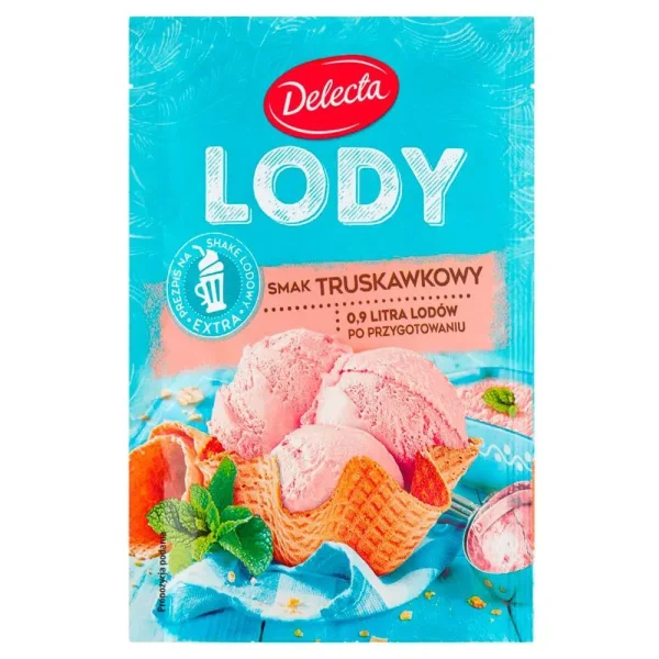 Морозиво сухе Delecta Lody ExtraSmak Truskawkowy Делекта Полуничне Порошкове для приготування Пакетик 57г - 1