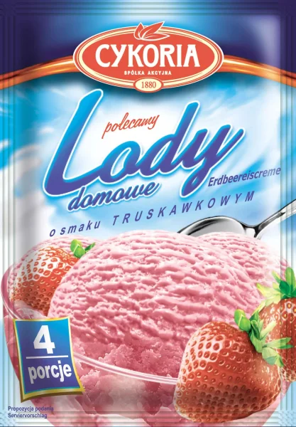 Морозиво сухе Cykoria Lody Domowe Smak Truskawkowy Цикорія Домашне Полуничний смак Порошкове для приготування Пакетик 4 порції 60г - 1