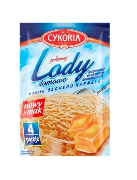 Морозиво сухе Cykoria Lody Domowe Smak Slone Karmel Цикорія Домашне Солона Карамель Порошкове для приготування Пакетик 4порції 60г - 1