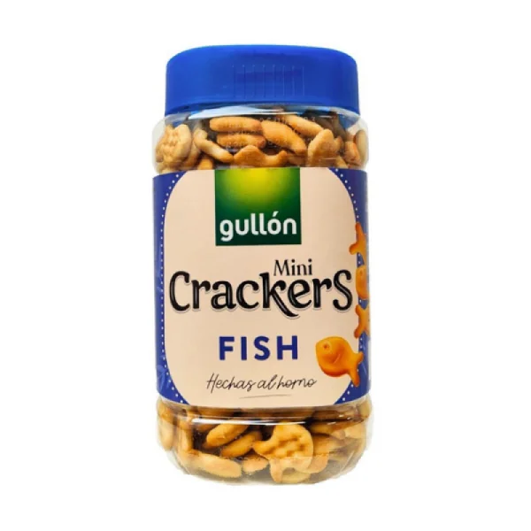 Крекери міні Солоні Gullon mini Crackers Fish Hechos al Homo Гулон Рибки печиво Класичне Банка з кришкою 350г - 1